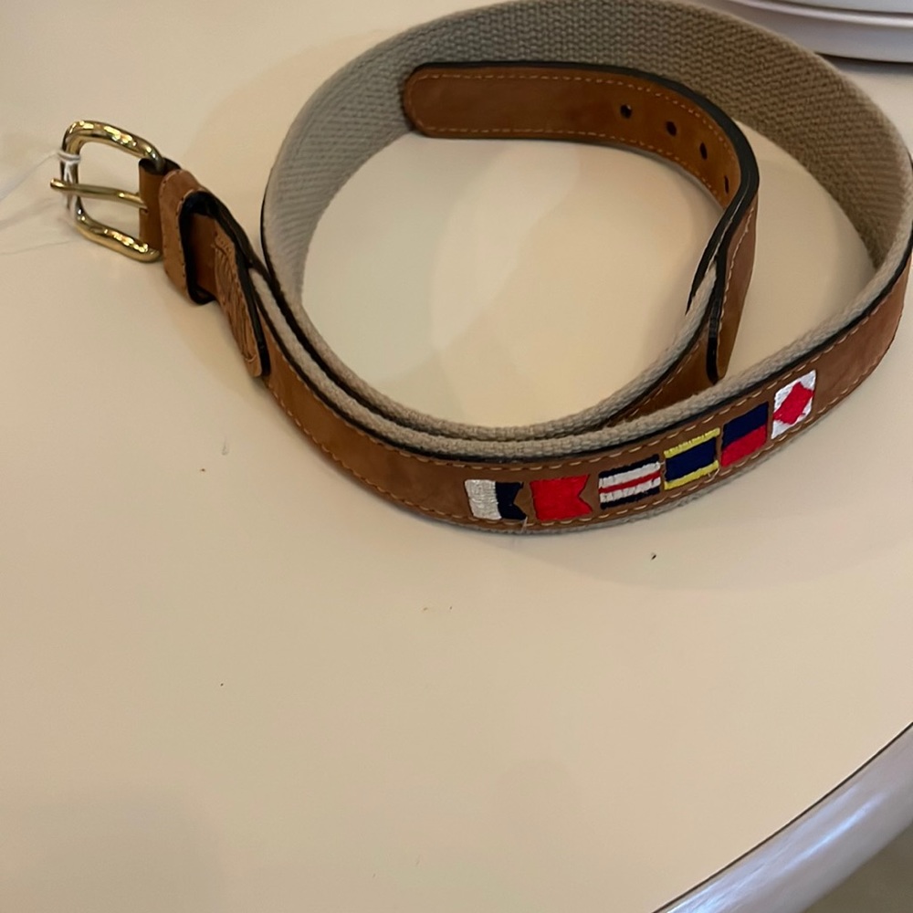 36in Zeppelin belt with flags, leather and web